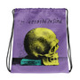 the best lilac yellow blue trendy Drawstring bag  with Neoclassical pop art skull after da vinci  and da vinci vitruvian man on the back 