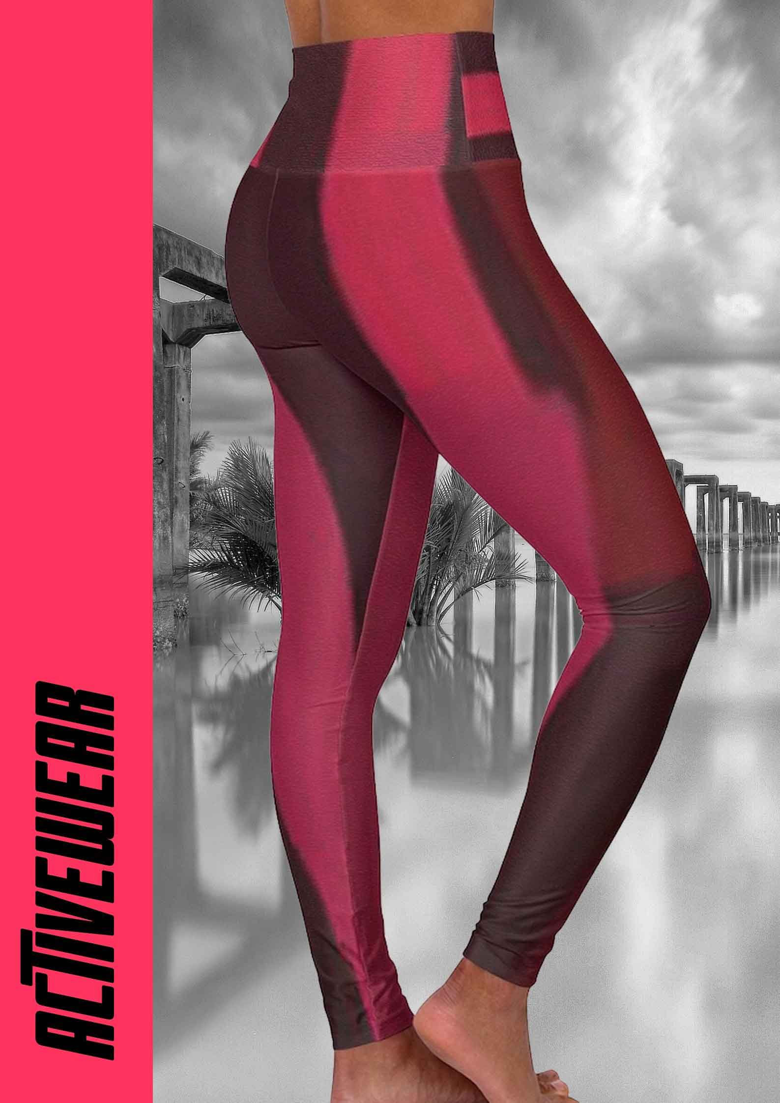 activewear yoga legging red pink brown 