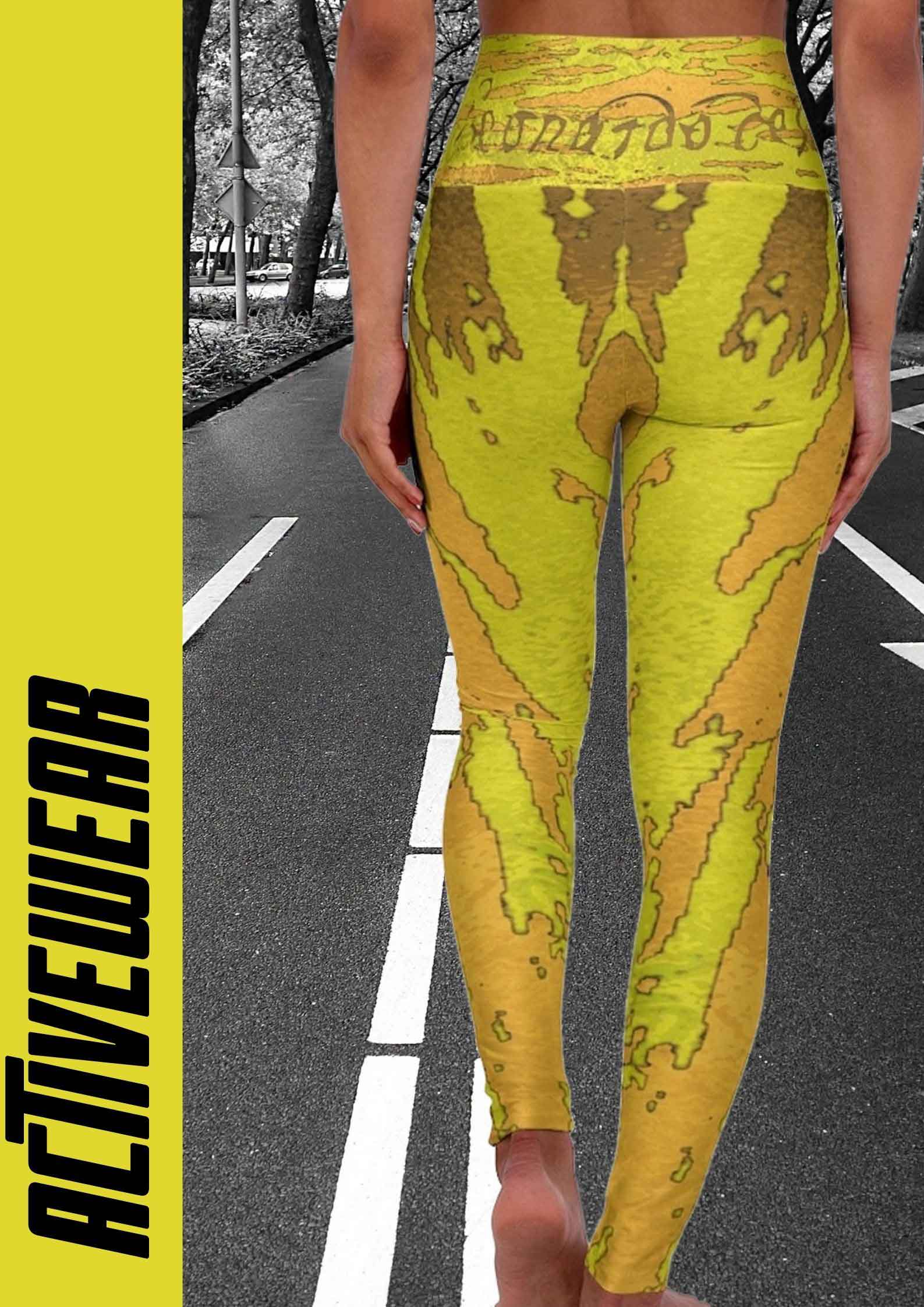 Neoclassical Pop Art Abstract Yellow Ochre legging