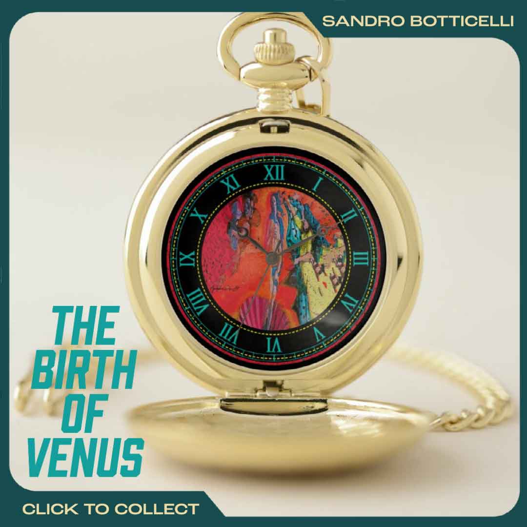 Botticelli the birth of Venus Gold Venus Pocket Watch