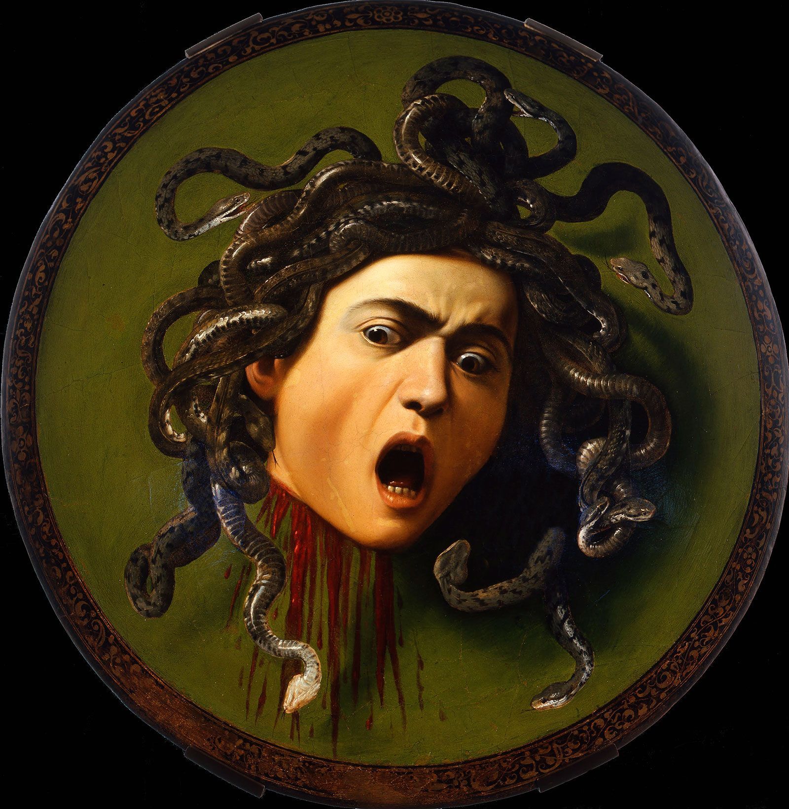 Caravaggio, The Head of Medusa, c. 1598, the Uffizi Gallery, a museum in Florence