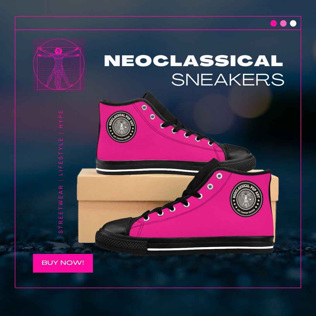 Neoclassical Pink Leonardo da vinci vitruvian man high top skeakers 