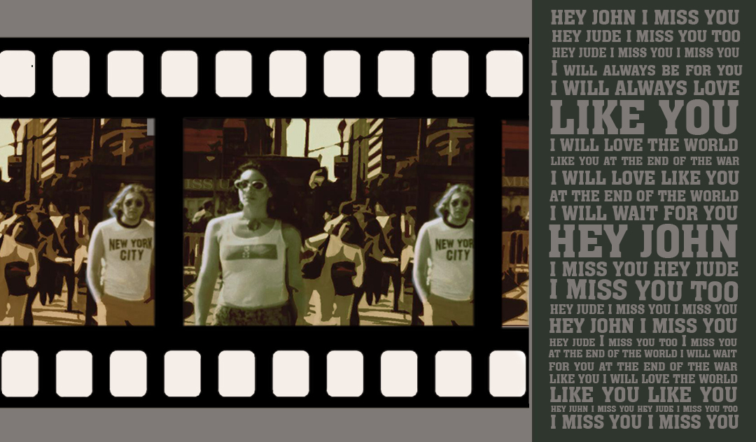 Hey Jude I miss you too video art by Priya N. Chen featuring John Lennon look alike John Lennon Priya N. Chen Video Art