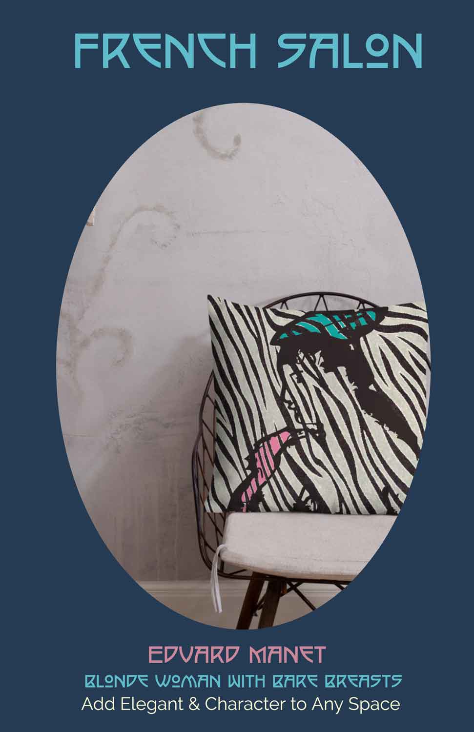 Eduard manet nude breast woman zebra throw pillow 