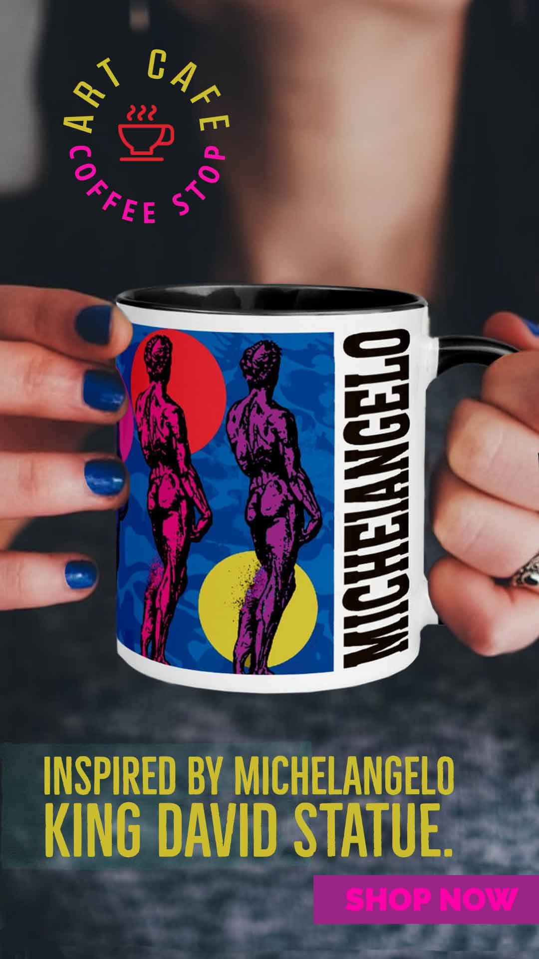 Michelangelo | Blue David Mug with Color Inside