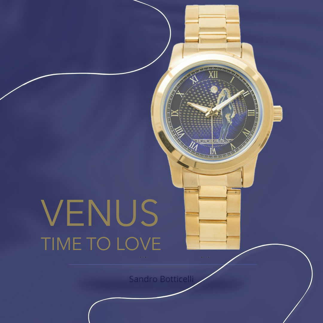 Botticelli Venus La Femme Unisex Oversized Gold Bracelet Watch