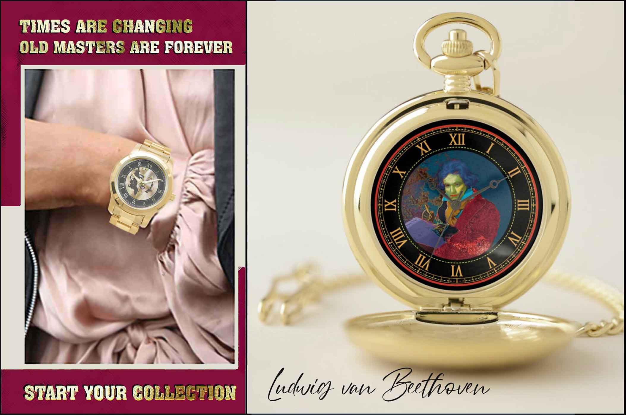 Beethoven Golden Pocket Watch