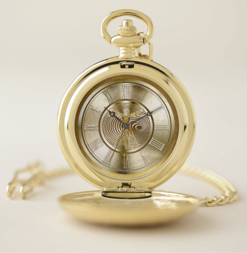Da Vinci | "Vitruvian Man, Perfectly Pop" Vitruvian Man Gold Pocket Watch
