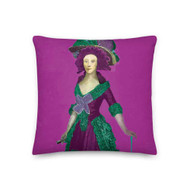 Goya Square Neoclassical Pop Art Green and burgundy throw pillows s by Neoclassical Pop Art