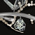 Volare 100157-6 close-up showing crystal butterfly details in Patinated Silver