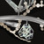 Volare 100162-6 close-up showing crystal butterfly details in Patinated Silver