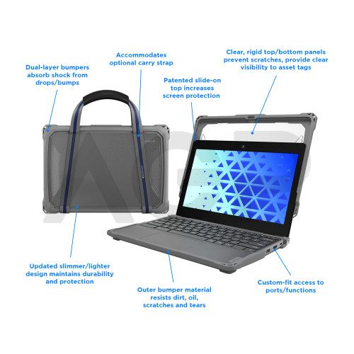 MAXCases Extreme Shell-F3 Slide Case for Dell 3100/3110/3120 Chromebook 2:1 Convertible 11.6" (Gray)