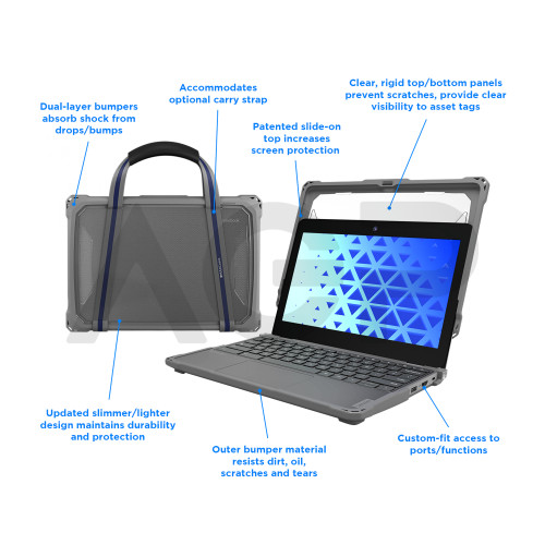MAXCases Extreme Shell-F3 Slide Case for Dell 3100/3110/3120 Chromebook Clamshell 11.6" (Gray)