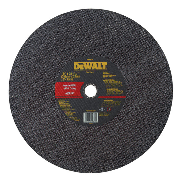 Disco de Corte 14" x 2.8mm x 1" para Metal Dewalt DW44640