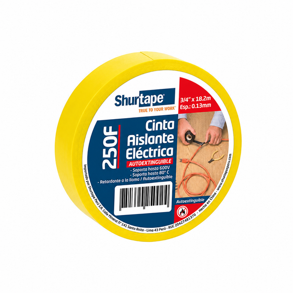 Cinta Aislante 250F 3/4'' X 20YD Amarillo Shurtape