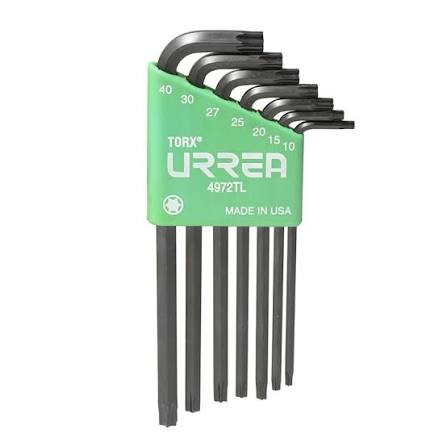 Juego de 7 Llaves Allen Tipo "L" Torx T10-T40 Urrea 4972TL