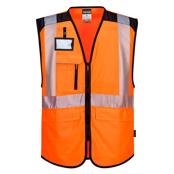 Chaleco PW3 Executive Alta de Visibilidad Naranja/Negro Portwest PW309-OBR