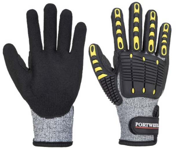 GUANTE ANTI-CORTE Y ANTI-GOLPES GRIS/NEGRO PORTWEST A722-G8R