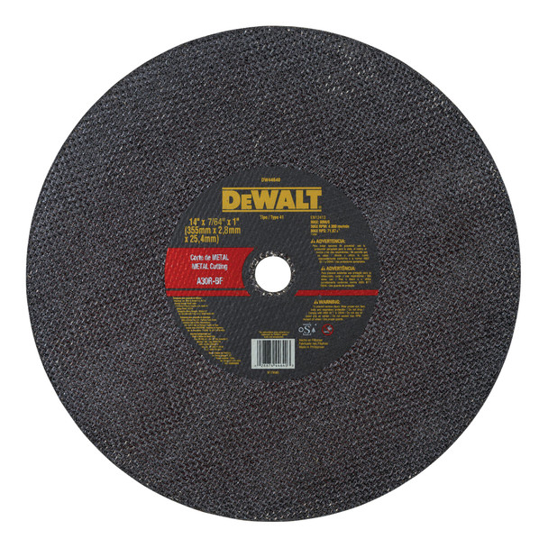 Disco de Corte 14" x 2.8mm x 1" para Metal Dewalt DW44640