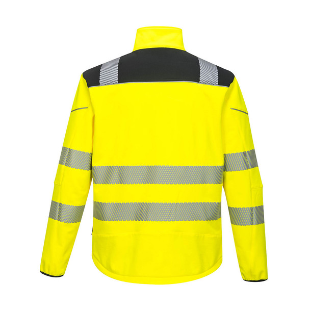 CHAQUETA DE INVIERNO SOFTSHELL DE ALTA VISIBILIDAD PW3 3 CAPAS TRANSPIRABLE IMPERMEABLE Y CORTA-VIENTO AMARILLO C/NEGRO 