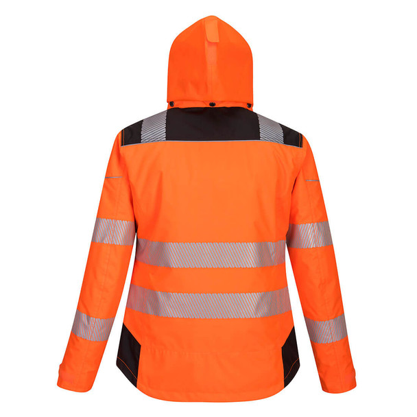 CHAQUETA DE INVIERNO P/MUJER SOFTSHELL DE ALTA VISIBILIDAD PW3 3 CAPAS TRANSPIRABLE IMPERMEABLE Y CORTA-VIENTO NARANJA C/NEGRO