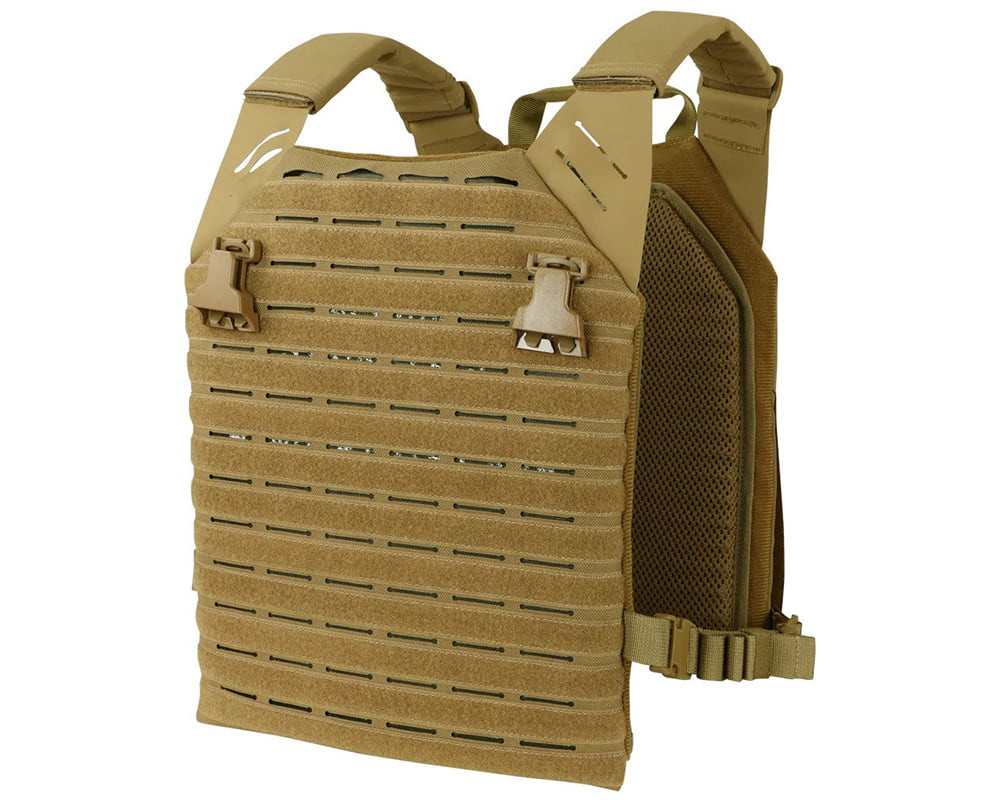 Gilet Porte-plaque Tactique Condor Elite LCS Vanquish - Couleur Coyote Brown, Système PALS Pour Airsoft Et Activités Outdoor