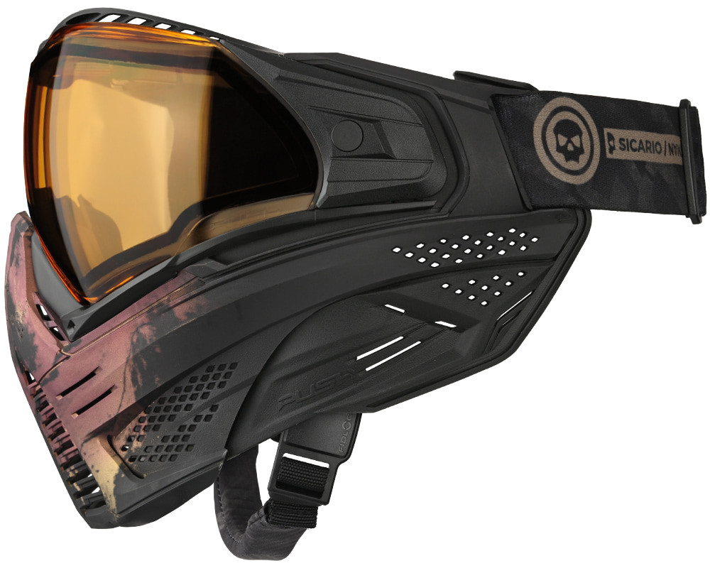 ドラ猫　Infamous X Unite pushマスク Push Unite Paintball Mask - Infamous Purple/Gold Fade Skull