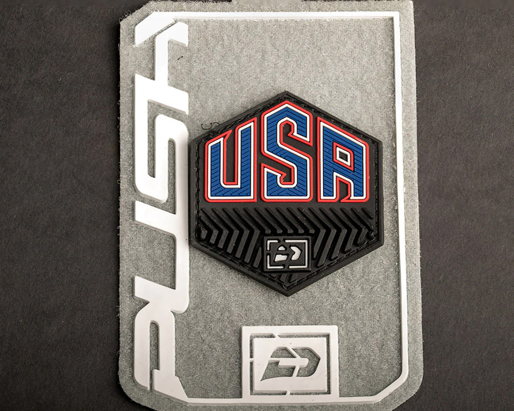 Push Rubberized Velcro Patch - USA Black