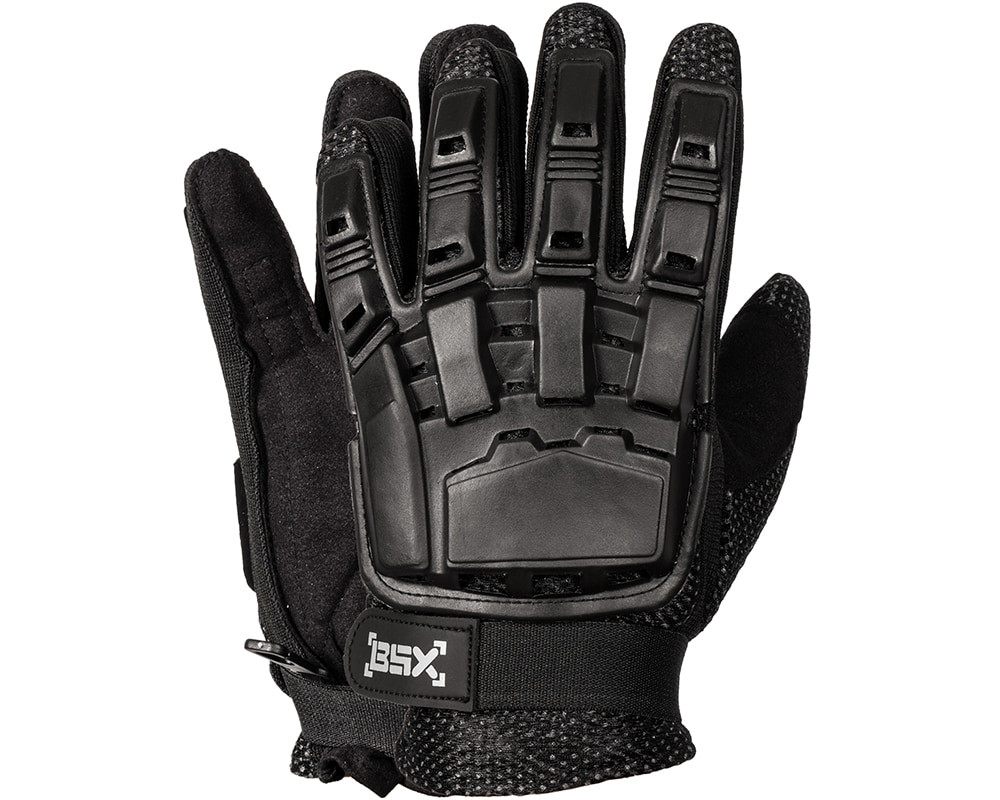 BSX Full Finger Armored Paintball Gloves - Black