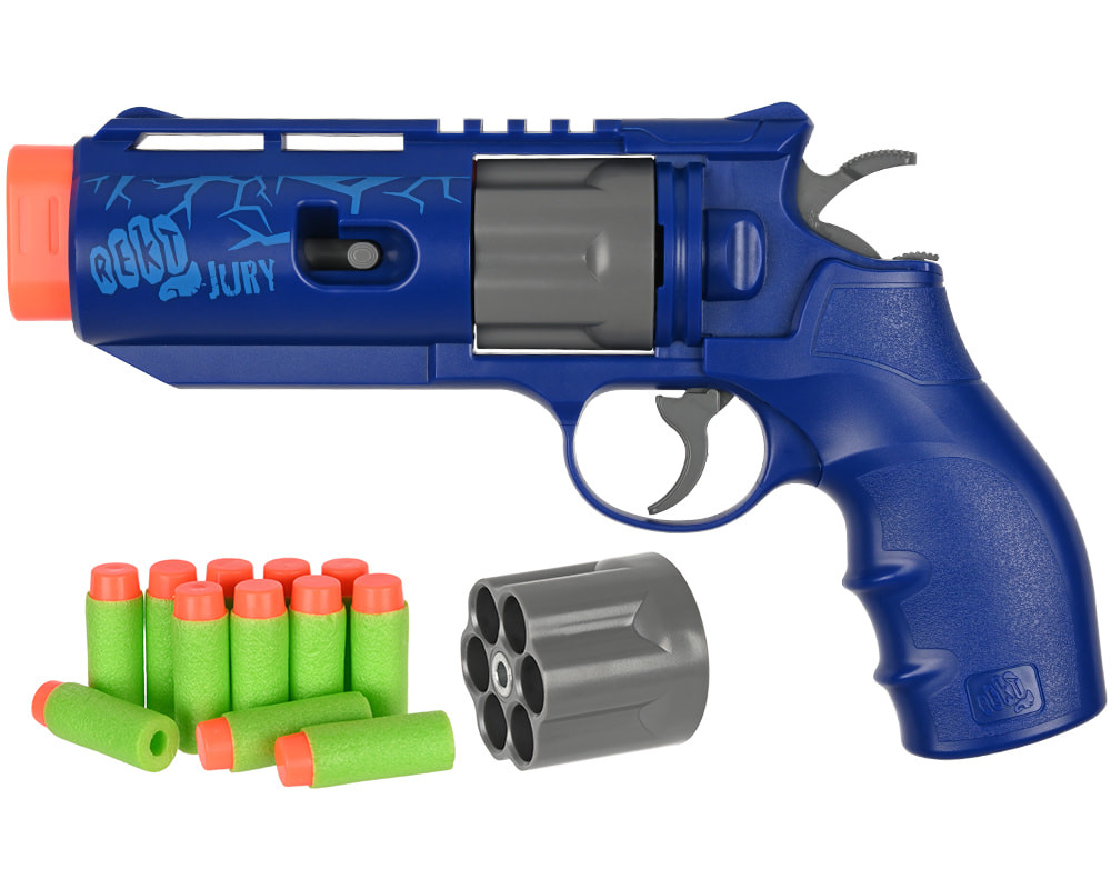 REKT JURY CO2 Powered Foam Dart Revolver Blaster - Blue (2278707)