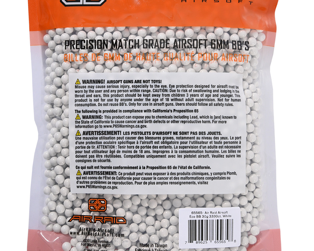 Bb Rounds Air Raid .30g Eco Airsoft BB's - 3,330 Rounds - White (65565)