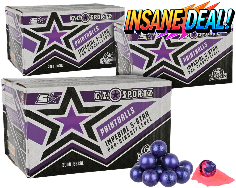 3 Cases of GI Sportz 5 Star Paintballs (6,000 Rounds Total