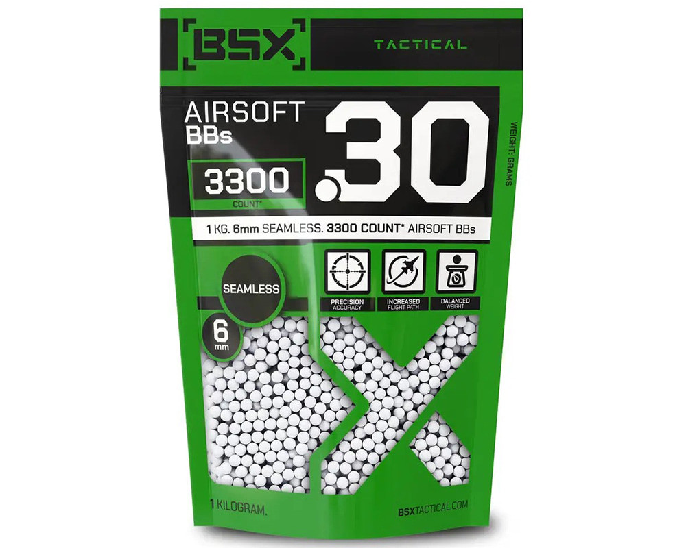 BSX Tactical Airsoft BB's - .30g - 3,300 Count - White