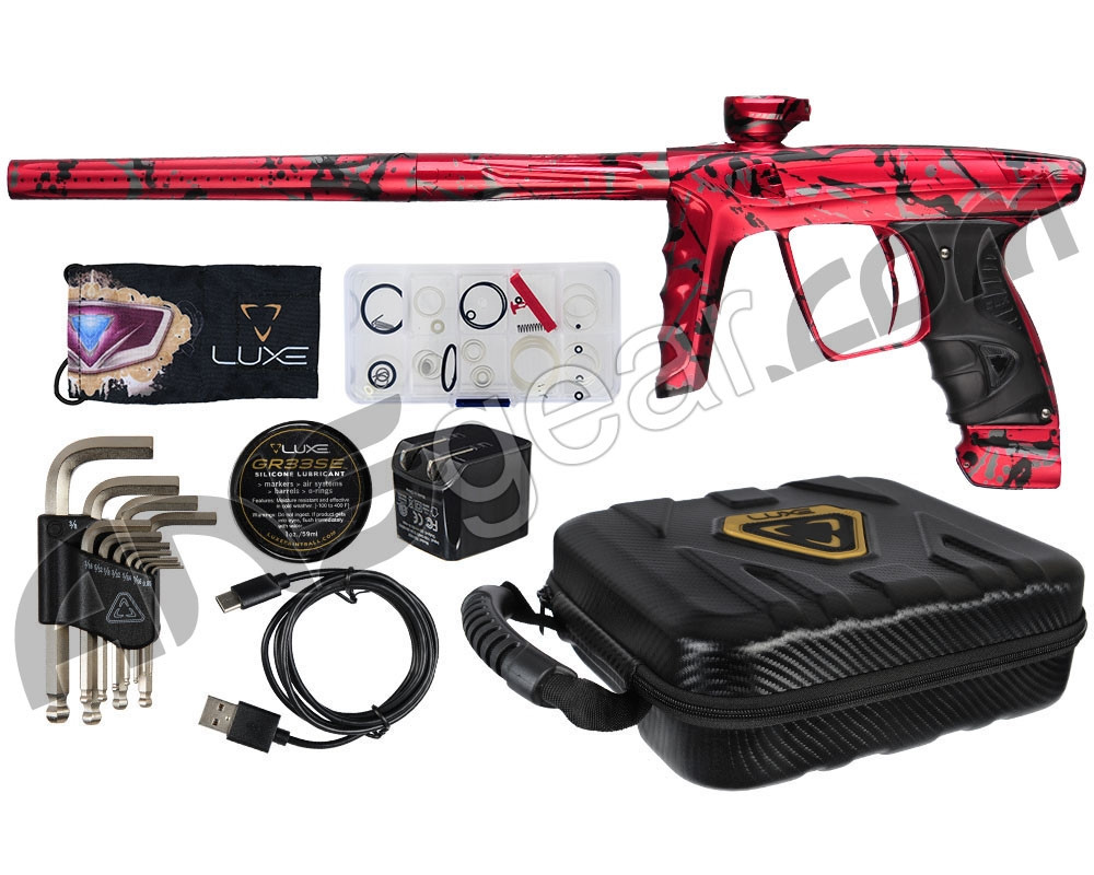 DLX Luxe X Paintball Gun - Matte Red/Gloss Red/Grey/Black Splash