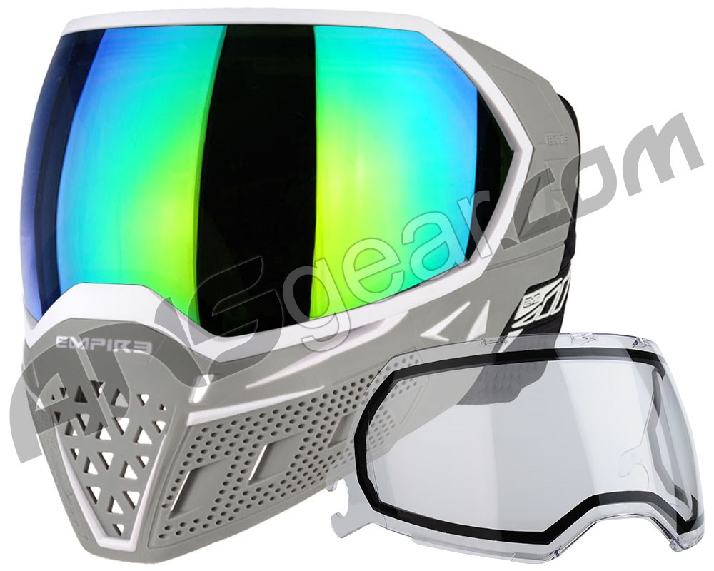 Empire EVS Paintball Mask w/ Additional Lens White/Grey w/ Green