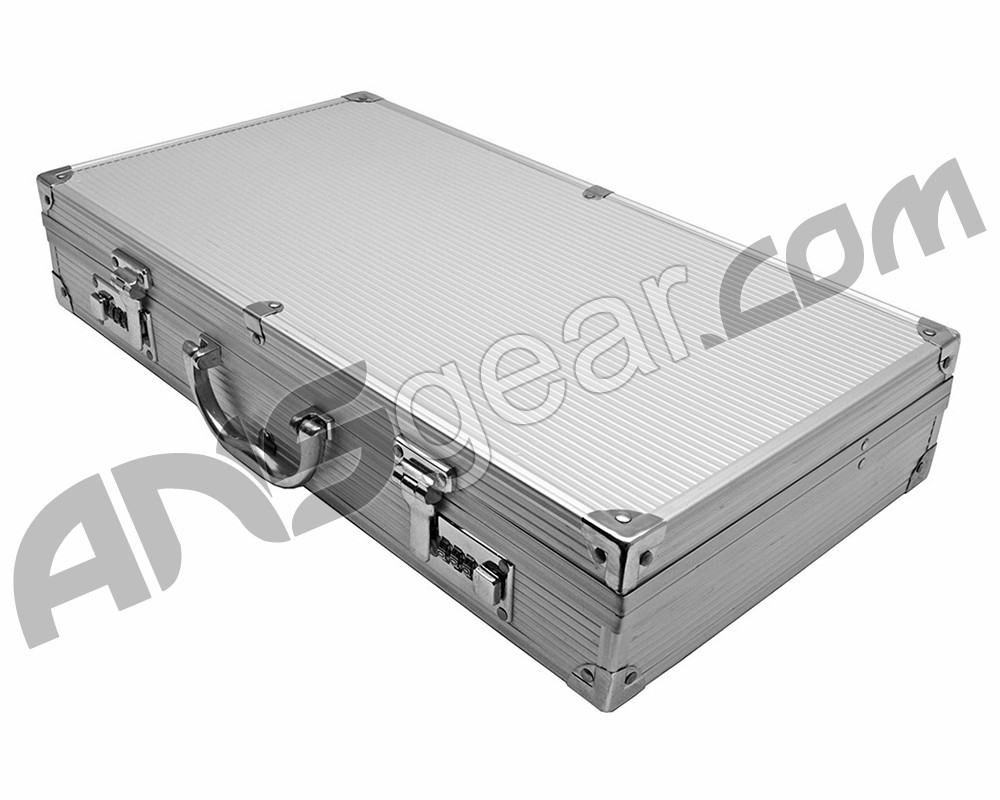 Ribbed Aluminum Gun Case w/ Combination Locks - Silver - ANSgear.com