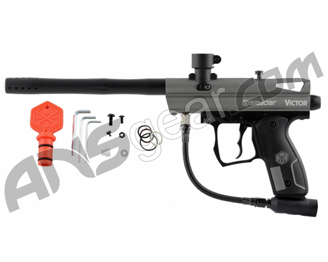 2012 Kingman Spyder Victor SemiAuto Paintball Gun Silver Grey