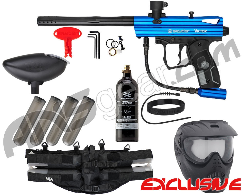 Kingman Spyder Victor Epic Paintball Gun Package Kit Gloss Blue