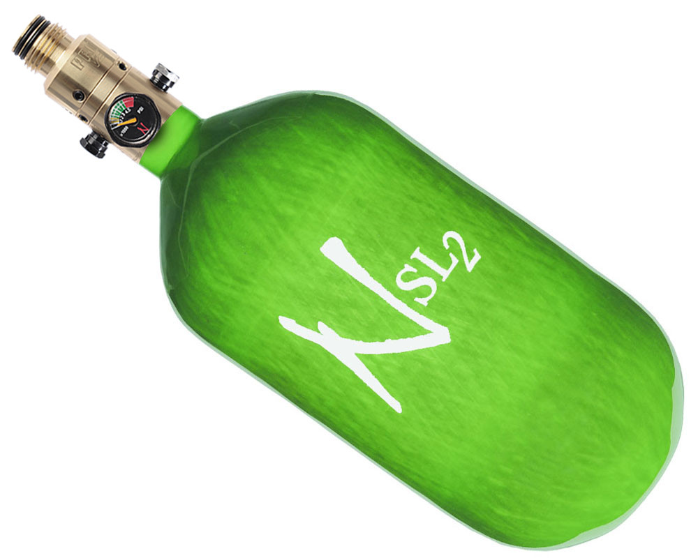 Ninja SL2 Carbon Fiber Air Tank 77/4500 w/ All Brass Pro V2 Regulator Lime