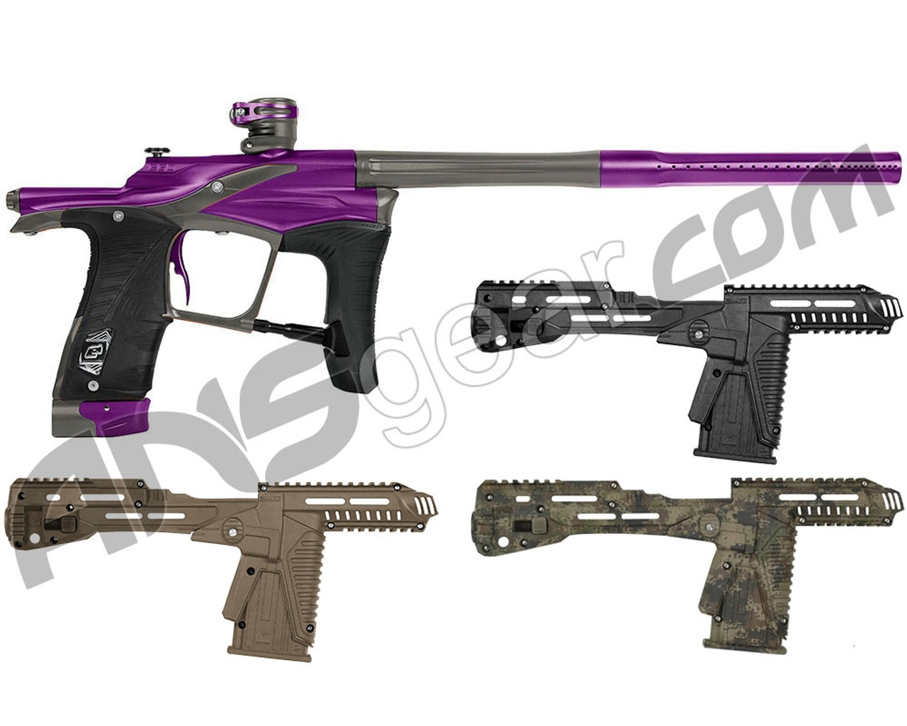 Planet Eclipse Ego LV1.1 Paintball Gun w/ Free Gemini EMC Kit -  Purple/Silver 