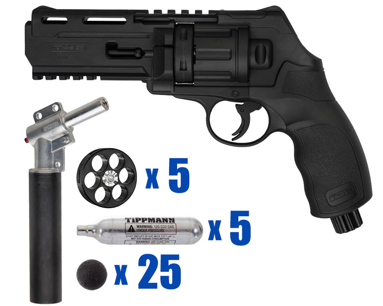 T4E .50 Cal TR50 11 Joule Paintball Revolver For Home Defense - Tactical  Kit 1