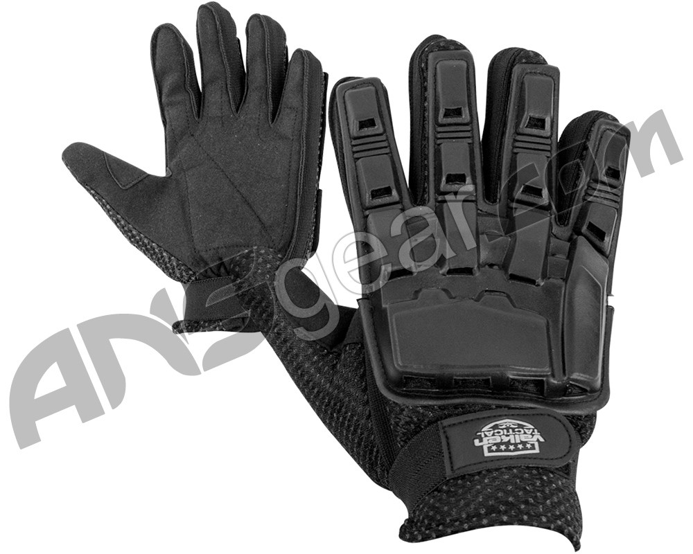 Valken VTac Full Finger Plastic Back Paintball Gloves Black