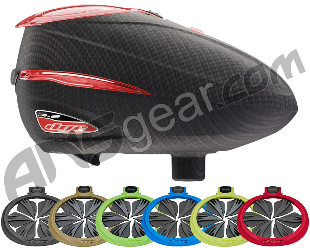 Dye Rotor R2 Paintball Loader w/ Free R2 Quick Feed Lid - Carbon/Red