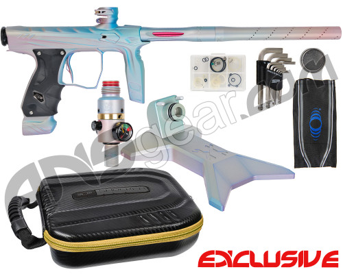 HK Army Shocker AMP Electronic Paintball Gun w/ Matching Ninja Pro V2 UL Reg & Gun Stand - Dust Pearl