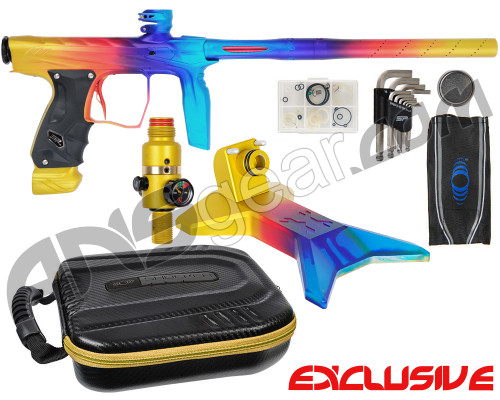 HK Army Shocker AMP Electronic Paintball Gun w/ Matching Ninja Pro V2 UL Reg & Gun Stand - Dust Toucan