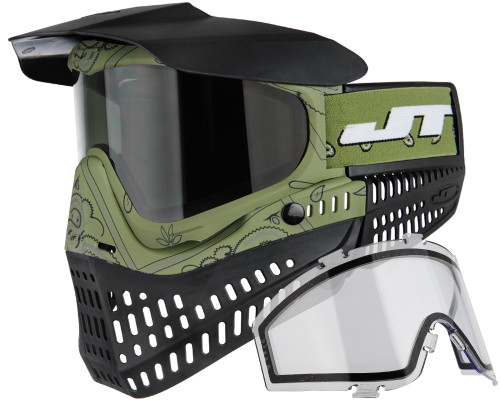 JT ProFlex Paintball Mask - Bandana Green w/ 2 Lenses