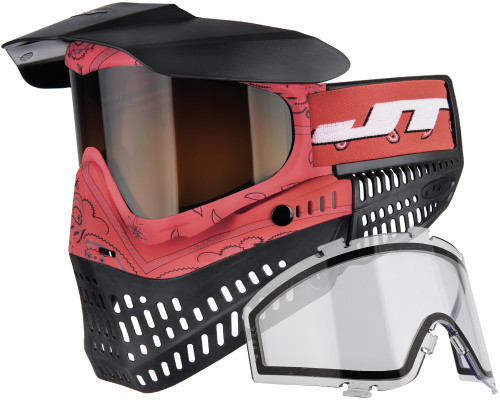 JT ProFlex Paintball Mask - Bandana Red w/ 2 Lenses