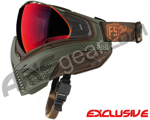 First Strike Push Unite Mask - Olive/Brown w/ Chrome Red Lens