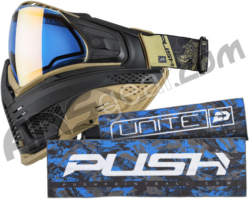 Push Unite XL Paintball Mask w/ Free Goggle Cloth/Cooling Towel - Golden Dragon