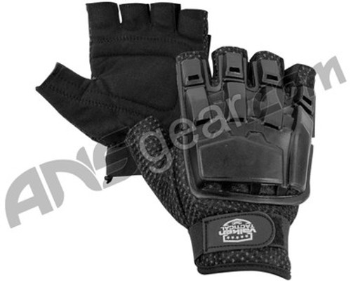 Valken V-Tac Half Finger Plastic Back Paintball Gloves - Black - MD/LG (ZYX-1760)